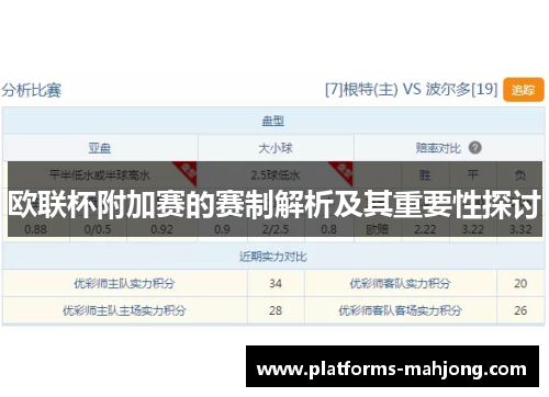 欧联杯附加赛的赛制解析及其重要性探讨 欧联杯附加赛的赛制解析及其重要性探讨